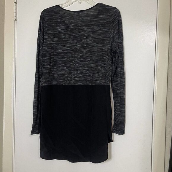 VINCE. Marled grey black knit long sleeve tunic top silk combo size Small - Picture 3 of 4